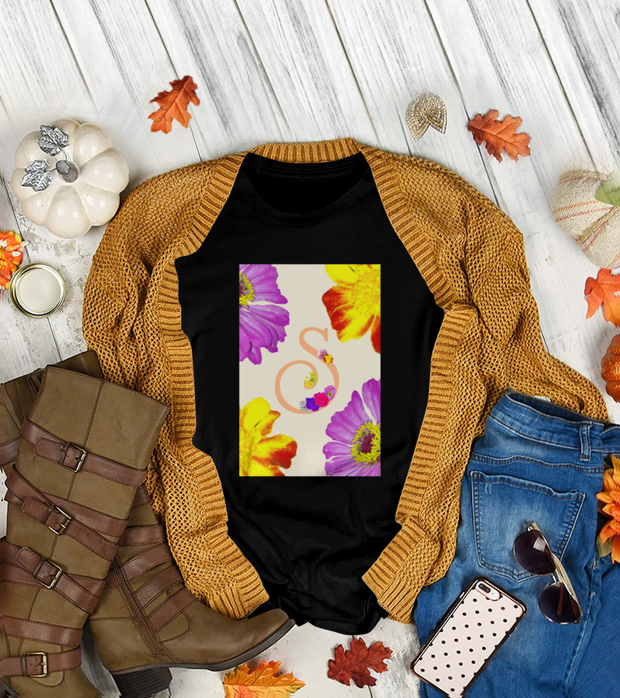 S Surrounded by Vibrant Flowers T-Shirt