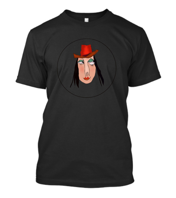 Stay Crispy Abstract Portrait With Red Hat And Long Hair T-Shirt