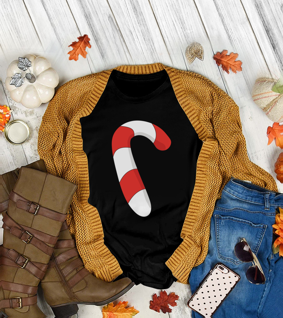 Sweet Christmas Candy Cane Cartoon Design Ideas T-Shirt