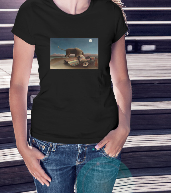 The Sleeping Gypsy Moonlit Desert Lion Henri Rousseau T-Shirt