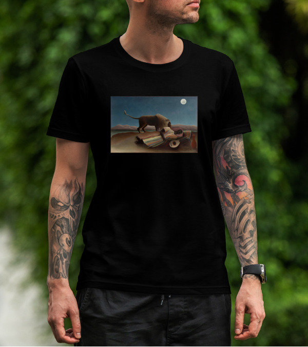 The Sleeping Gypsy Moonlit Desert Lion Henri Rousseau T-Shirt