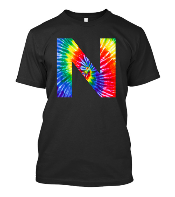 Colorful Tie Dye Letter N T-Shirt