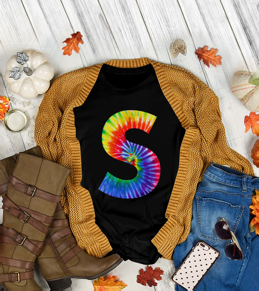 Tie Dye Letter S Vibrant Color Burst T-Shirt