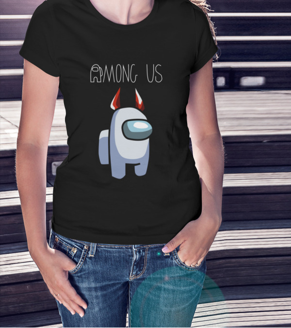 Among Us Purple White Character With Red Horns T-Shirt