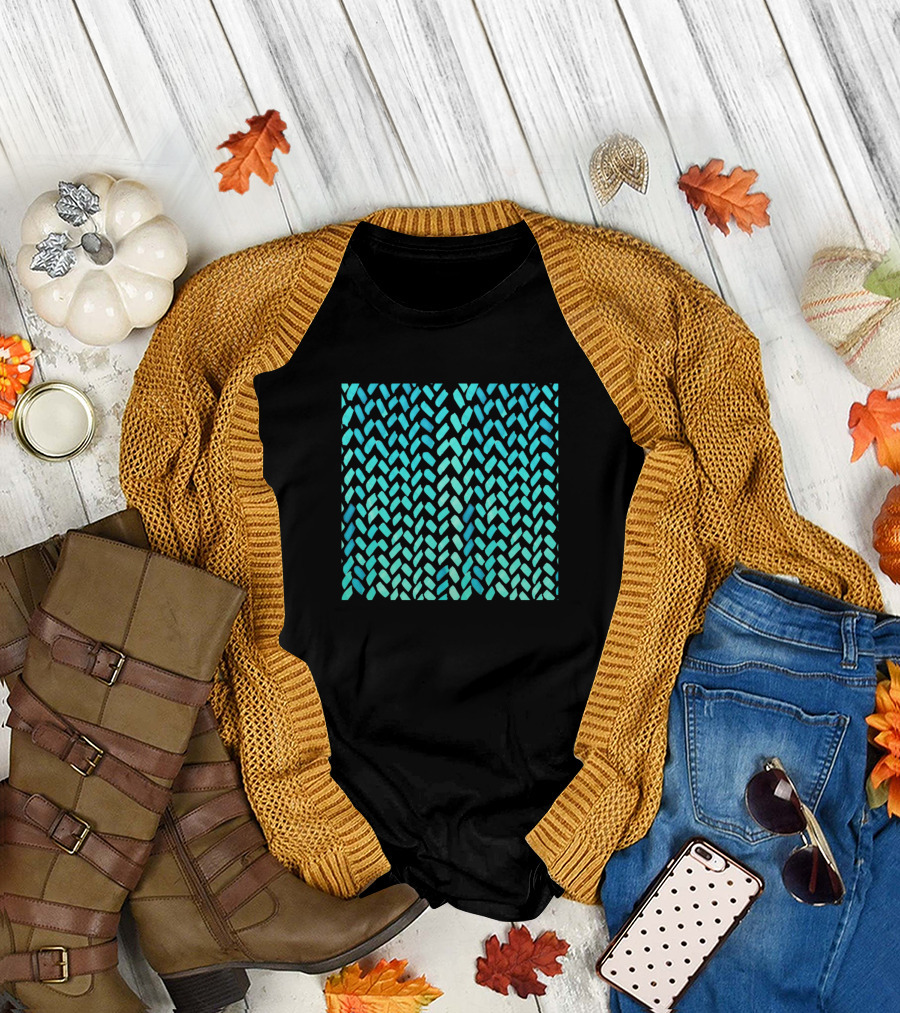 Cute Aqua Knitting Watercolor T-Shirt