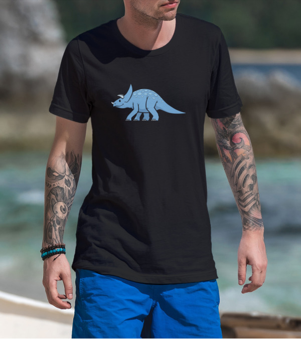 Cuteforkids Blue Triceratops Dinosaur T-Shirt