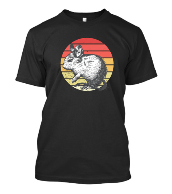 Degu With Retro Sunset Octodon Degus Vintage Circle T-Shirt