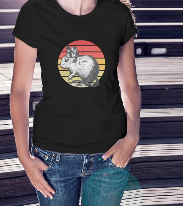 Degu With Retro Sunset Octodon Degus Vintage Circle T-Shirt