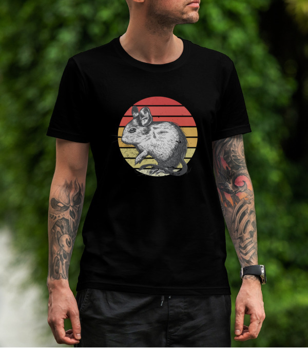 Degu With Retro Sunset Octodon Degus Vintage Circle T-Shirt