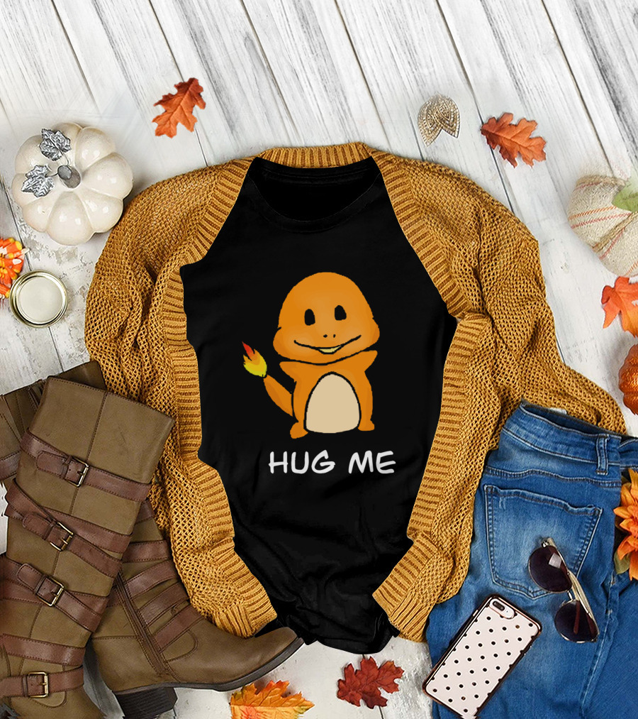 Hug Me Cute Orange Charmander Inspired Pokémon Character T-Shirt