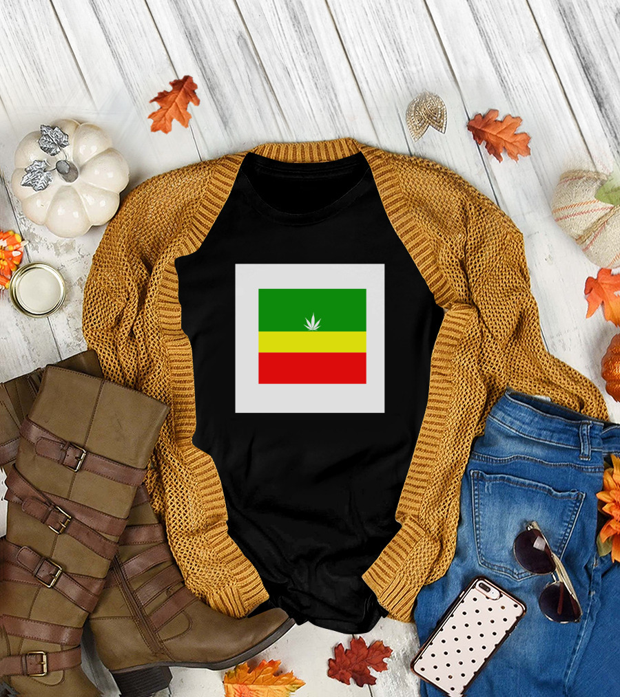 I Love Marijuana Rasta Colors Leaf T-Shirt