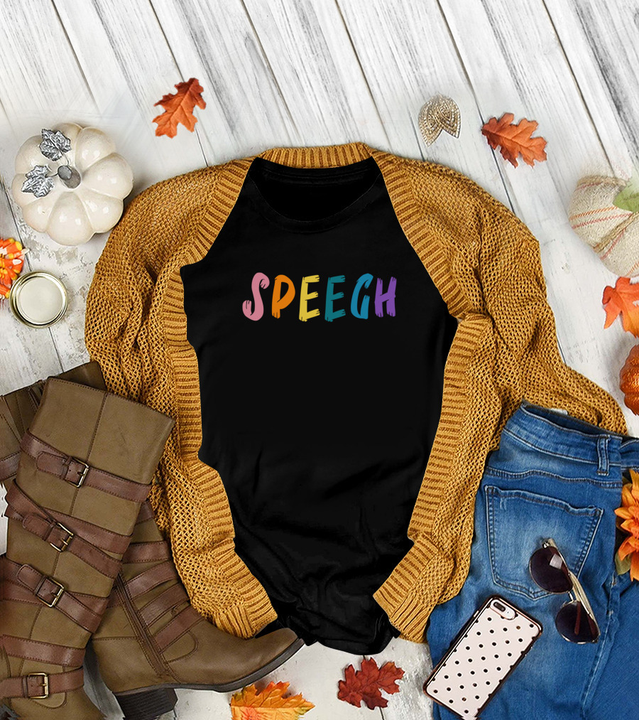 Colorful Speech Text in Rainbow Shades T-Shirt