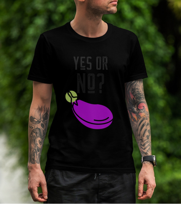 YES OR NO EGGPLANT ICON PURPLE AND GREEN QUESTION T-Shirt