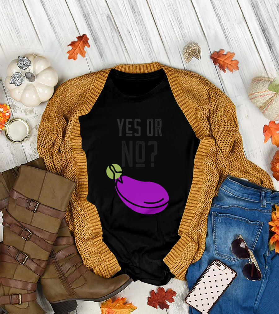 YES OR NO EGGPLANT ICON PURPLE AND GREEN QUESTION T-Shirt