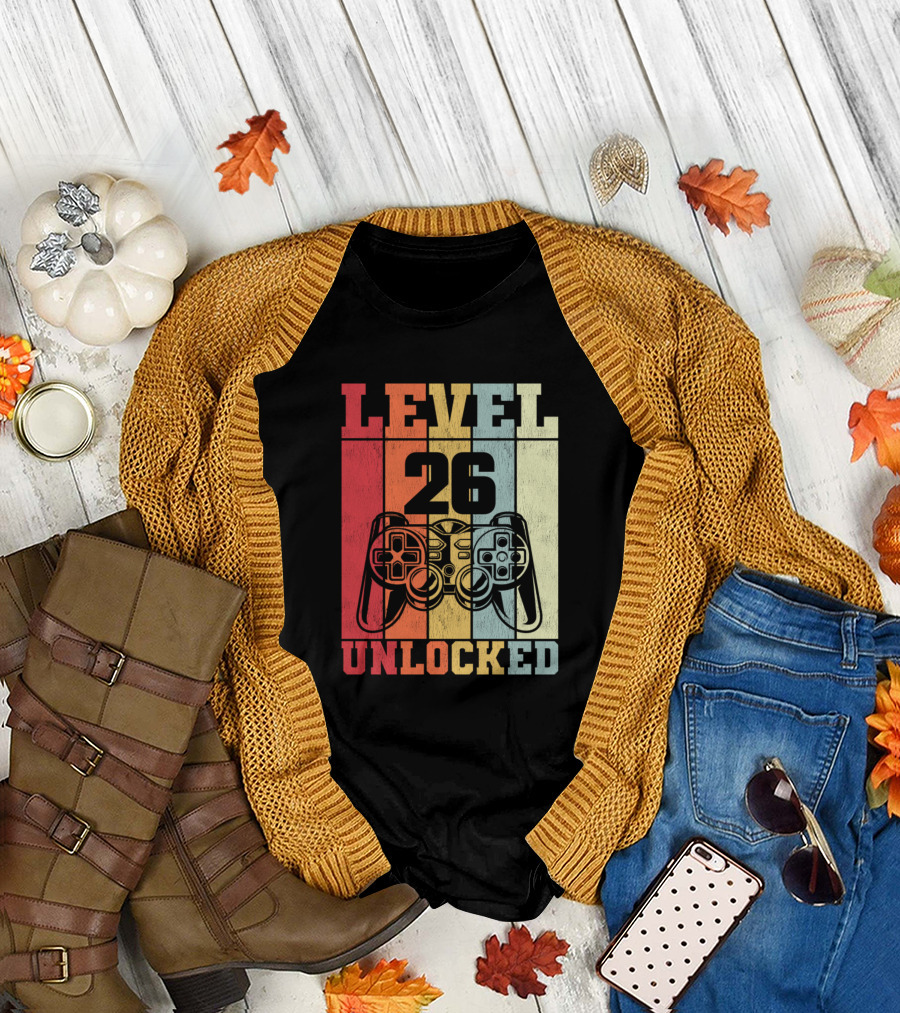 Level 26 Unlocked Gamer Birthday Gaming Controller T-Shirt