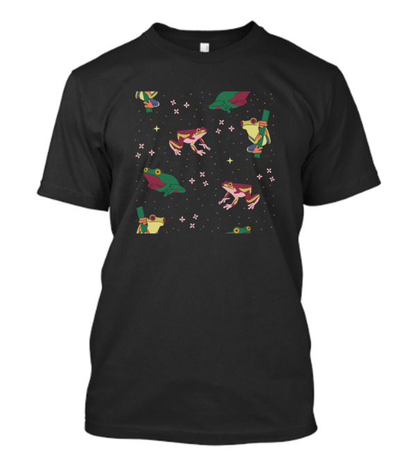 Australian Tree Frog Pattern With Stars And Flowers T-Shirt