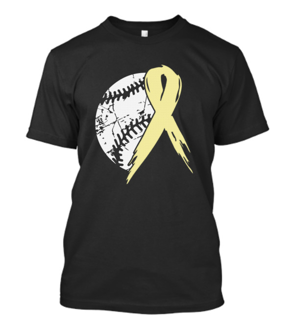 Baseball Tackle Spina Bifida Awareness Ribbon Pale Yellow T-Shirt