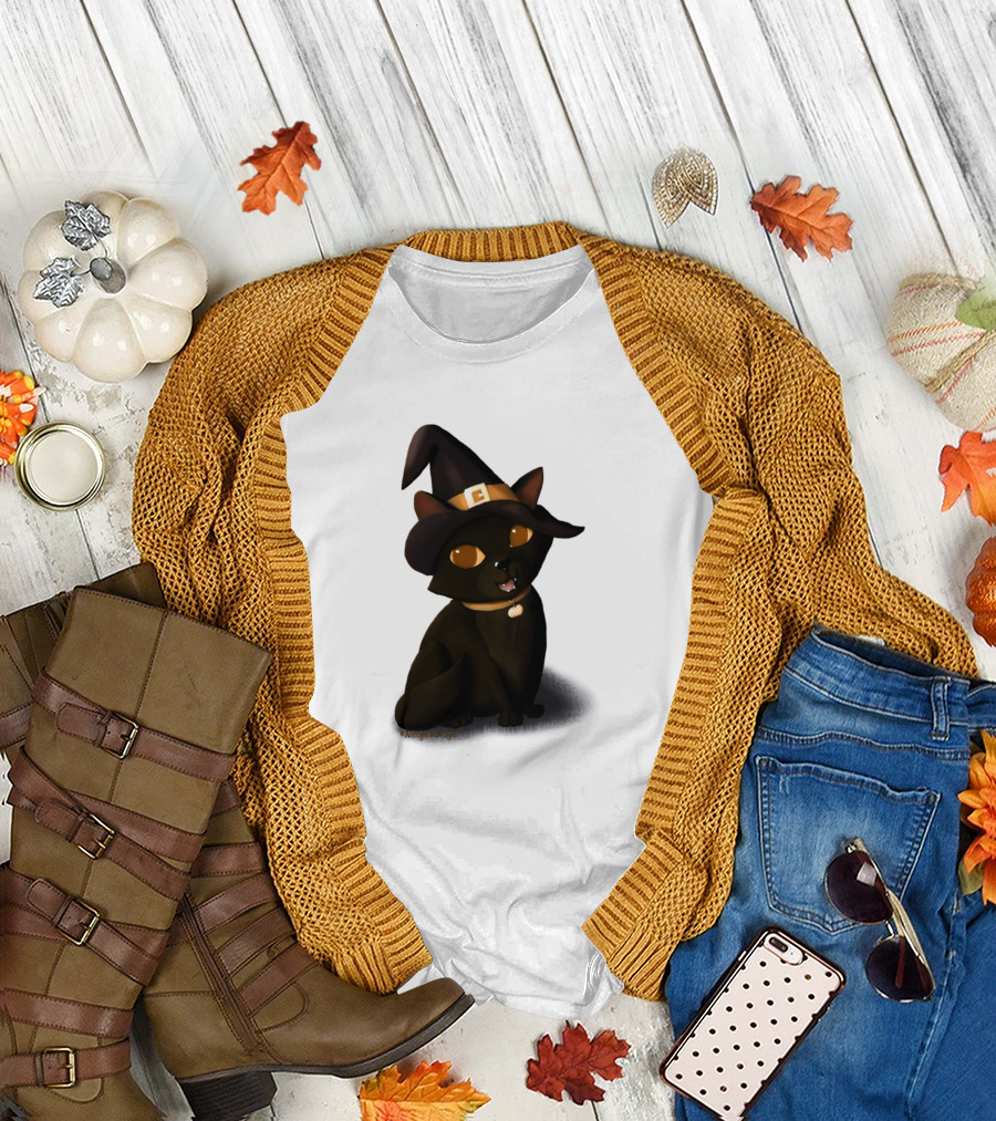 Cats Halloween Witch Hat Kitten Funny Cat Kitty T-Shirt