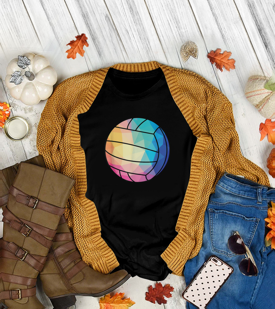Geometric Low Poly Multicolor Water Polo Ball T-Shirt