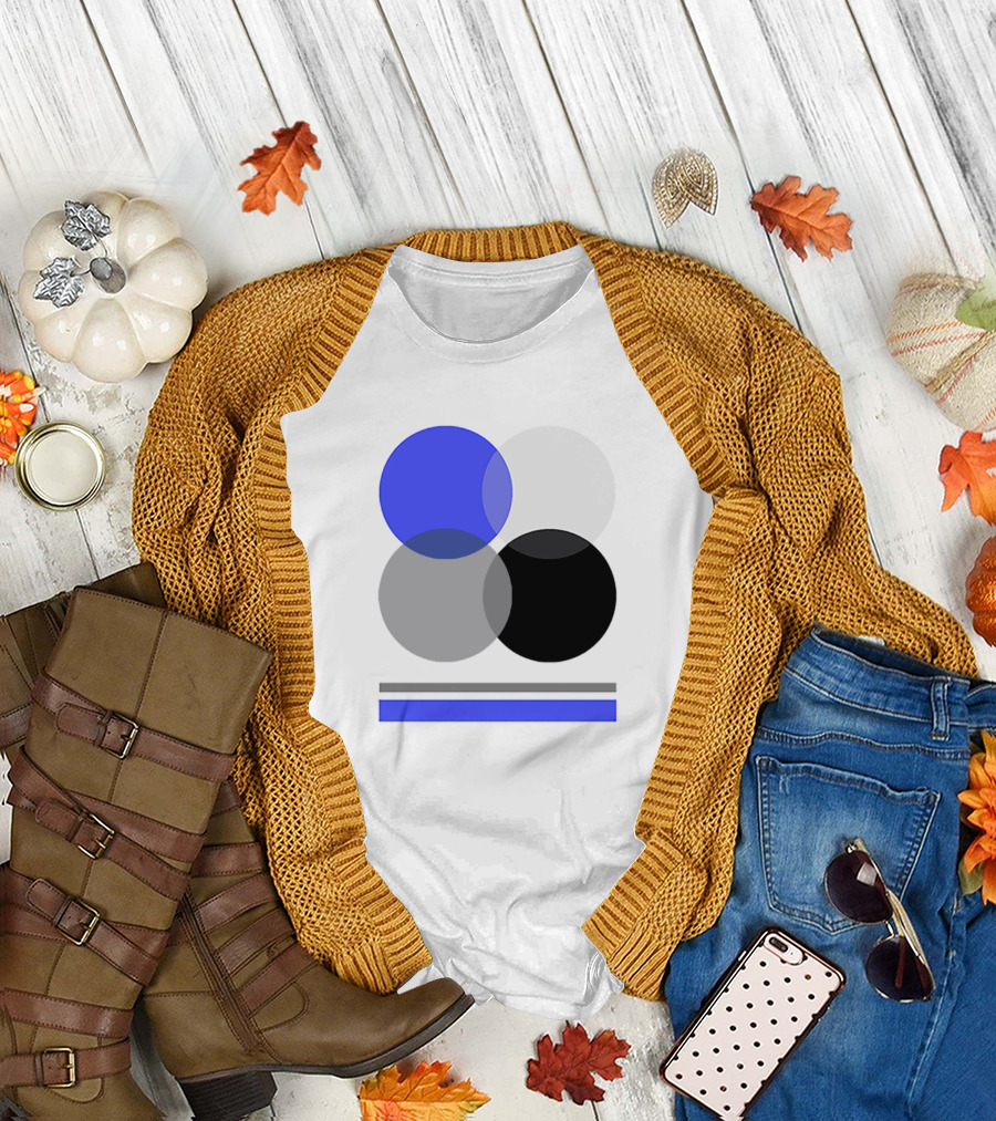 Kevin Chase Blue Gray Black White Circles T-Shirt