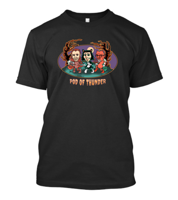 Pod Of Thunder Halloween Trio With Full Moon And Trees T-Shirt