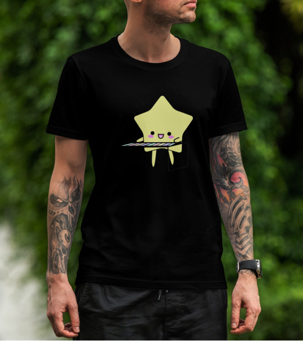 Hocchi The Star Keyboard Player Cute Star Character Playing Piano T-Shirt