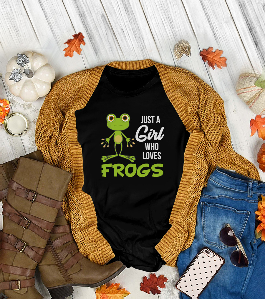 Just A Girl Who Loves Frogs Cute Green Frog Fun T-Shirt
