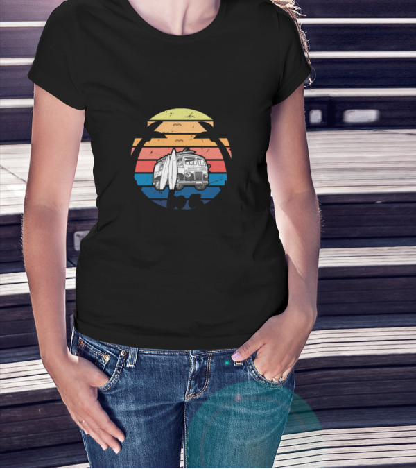In A World Full Of Kooks Be A Pogue Surf Van Sunset Scene T-Shirt