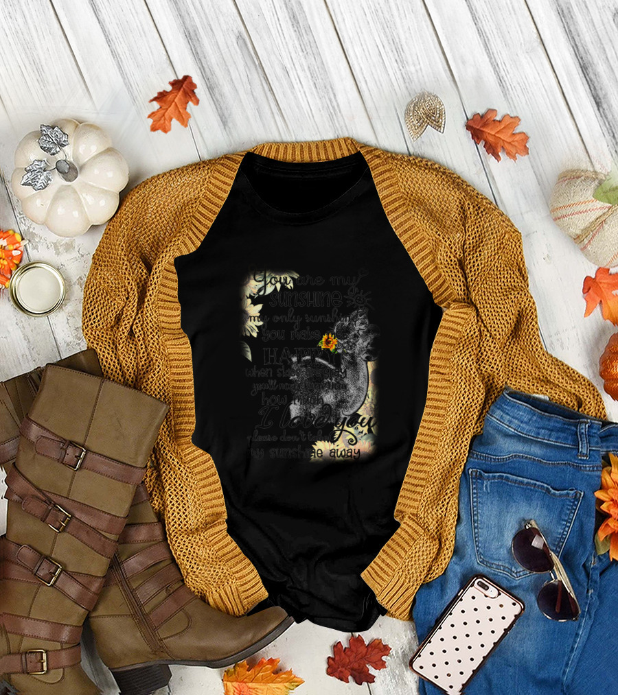 You Are My Sunshine Elephant You Make Me Happy I Love You Sunflower T-Shirt