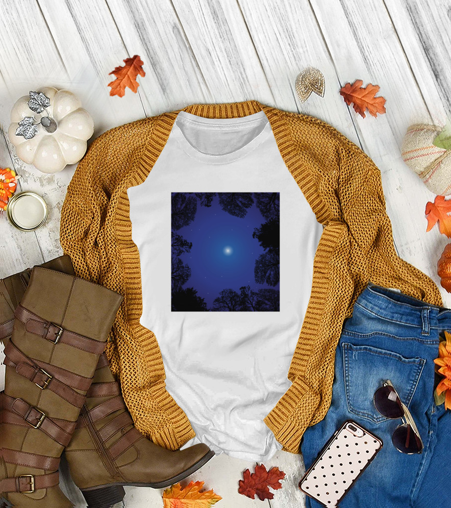 Beautiful Night Sky Surrounded by Silhouetted Trees T-Shirt