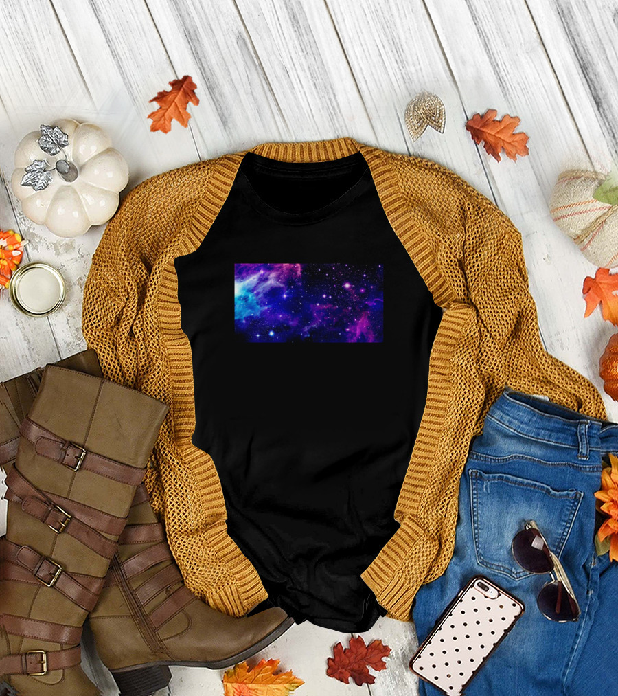 Blue Purple Galaxy Stars Cosmic Space Scene T-Shirt