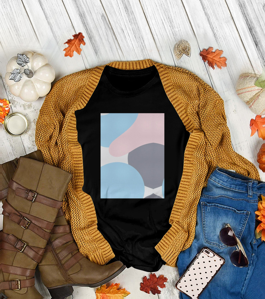 Colorful Painting Abstract Blue Pink Gray Shapes T-Shirt
