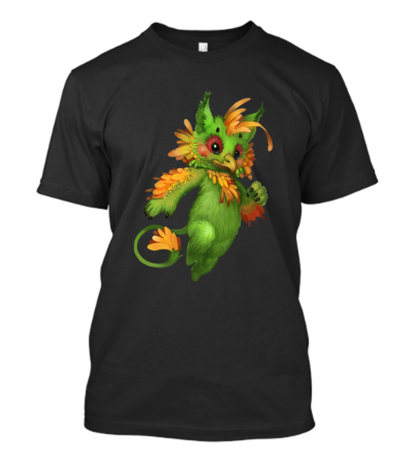 Bird Cute Green Furry Fantasy Creature T-Shirt