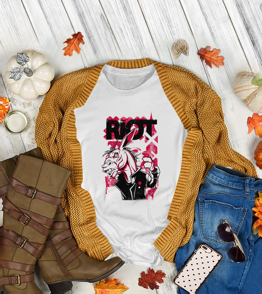 Riot Awesome Riot Lover Donkey Character Urban T-Shirt