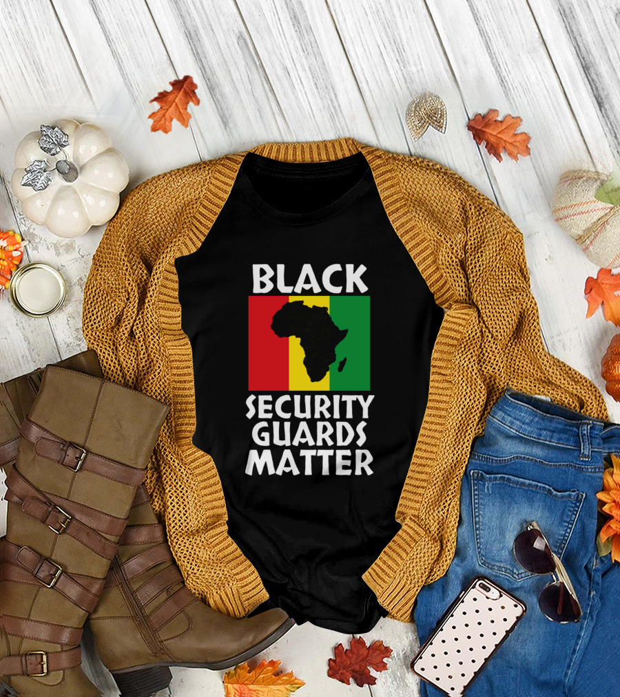 Black Security Guards Matter African Continent Flag Colors T-Shirt
