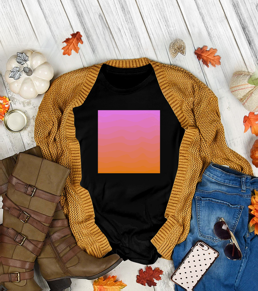 Pink And Orange Wavy Gradient Square T-Shirt