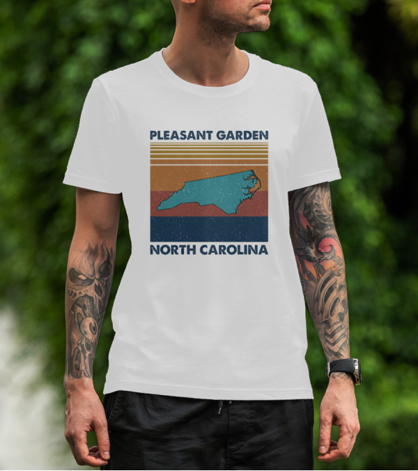 Pleasant Garden North Carolina Vintage Map Retro Colors T-Shirt