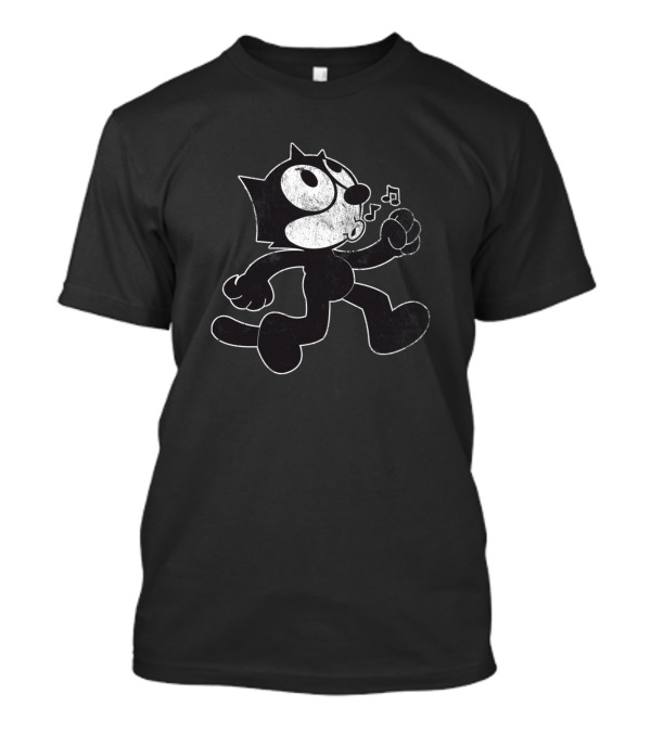 Felix The Cat Whistling Music Notes T-Shirt