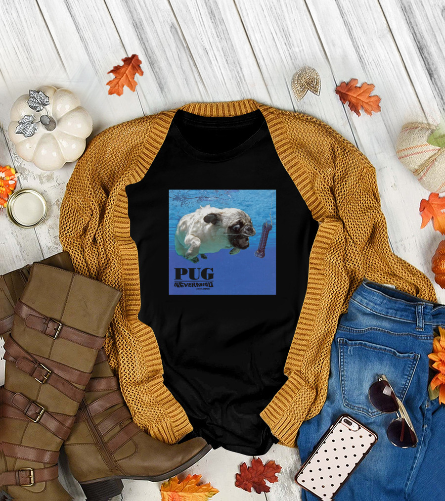 Pug Nevermind Underwater Bone Chase T-Shirt
