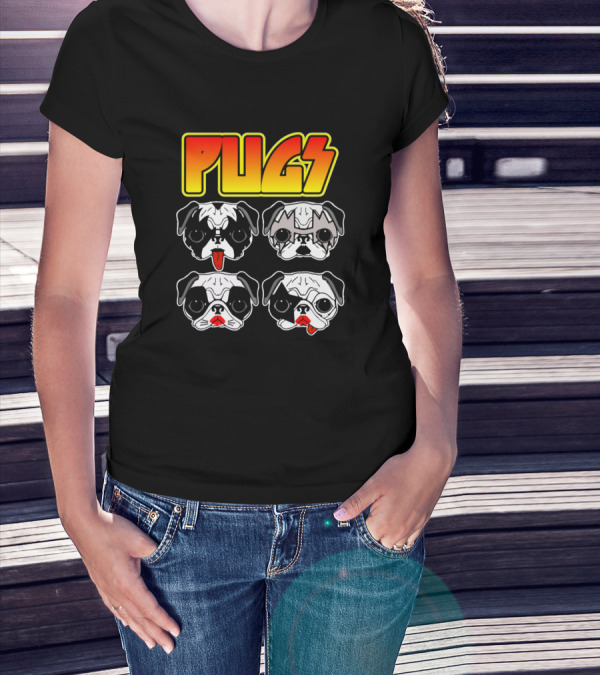 Pugs Rock Band Parody Quartet Faces T-Shirt