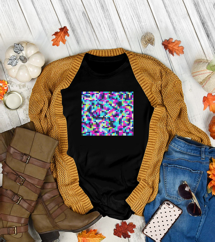 Colorful Mosaic Pixel Grid T-Shirt