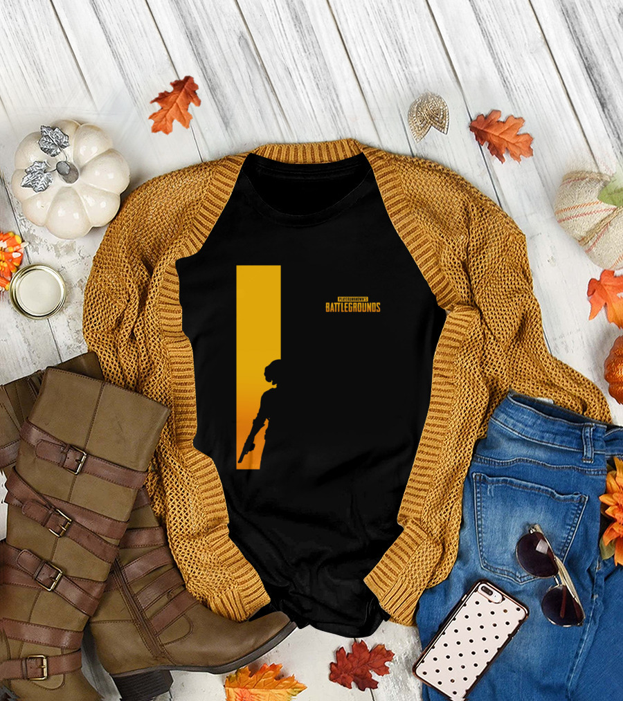 PlayerUnknown's Battlegrounds Silhouette Yellow Vertical Strip T-Shirt