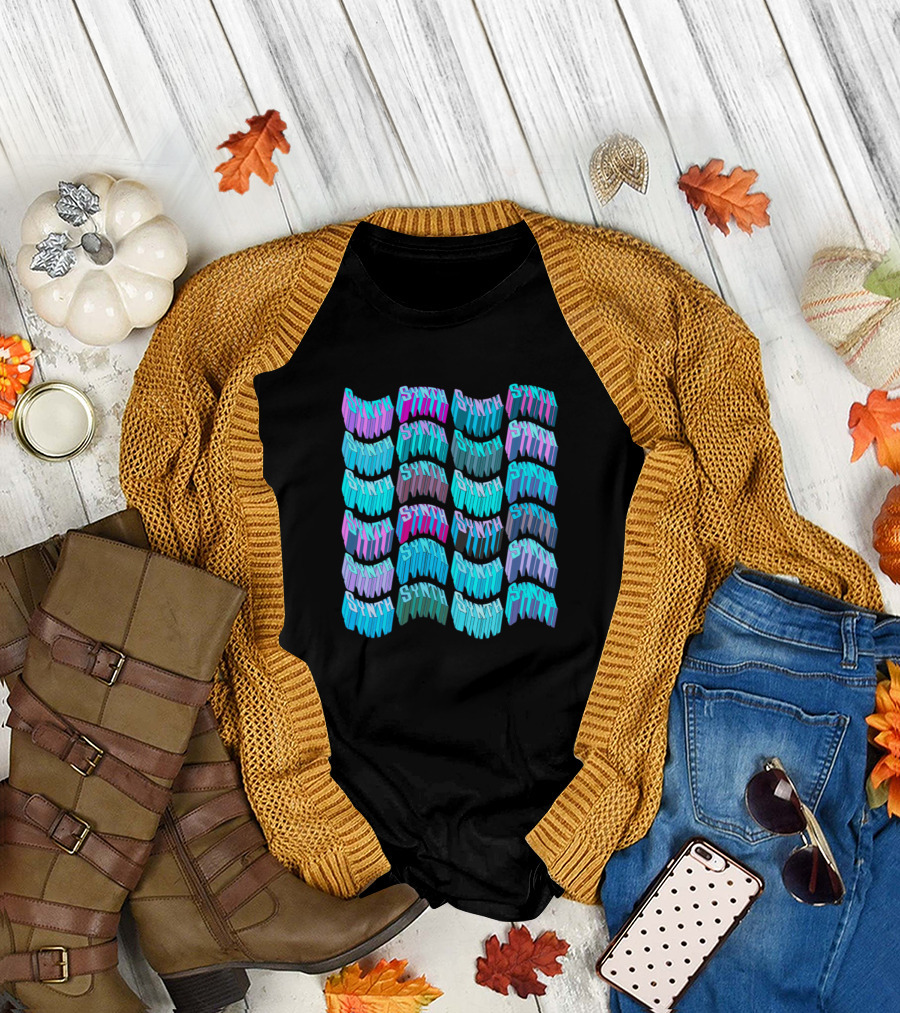 Synthesizer Synth Lover Repeated Typography T-Shirt