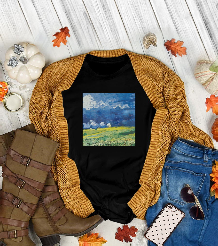 Vincent Van Gogh Wheat Field with Cypresses Painting T-Shirt