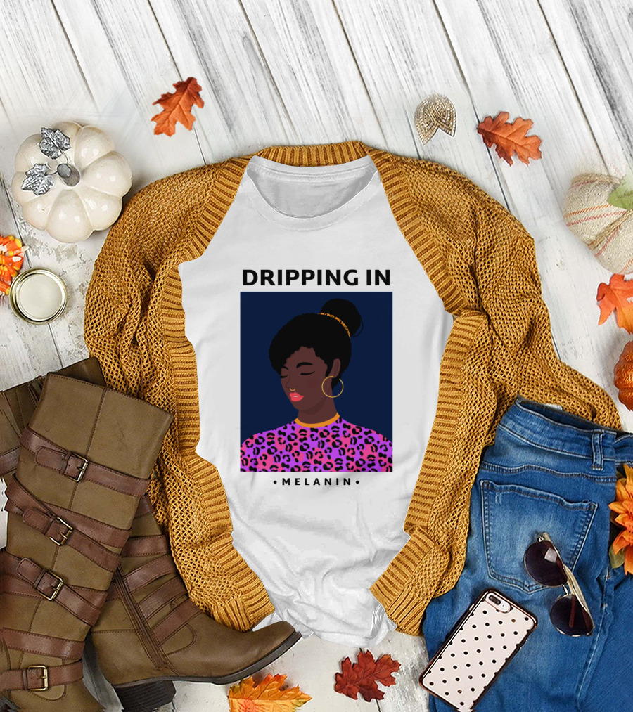 Dripping In Melanin with Leopard Print T-Shirt