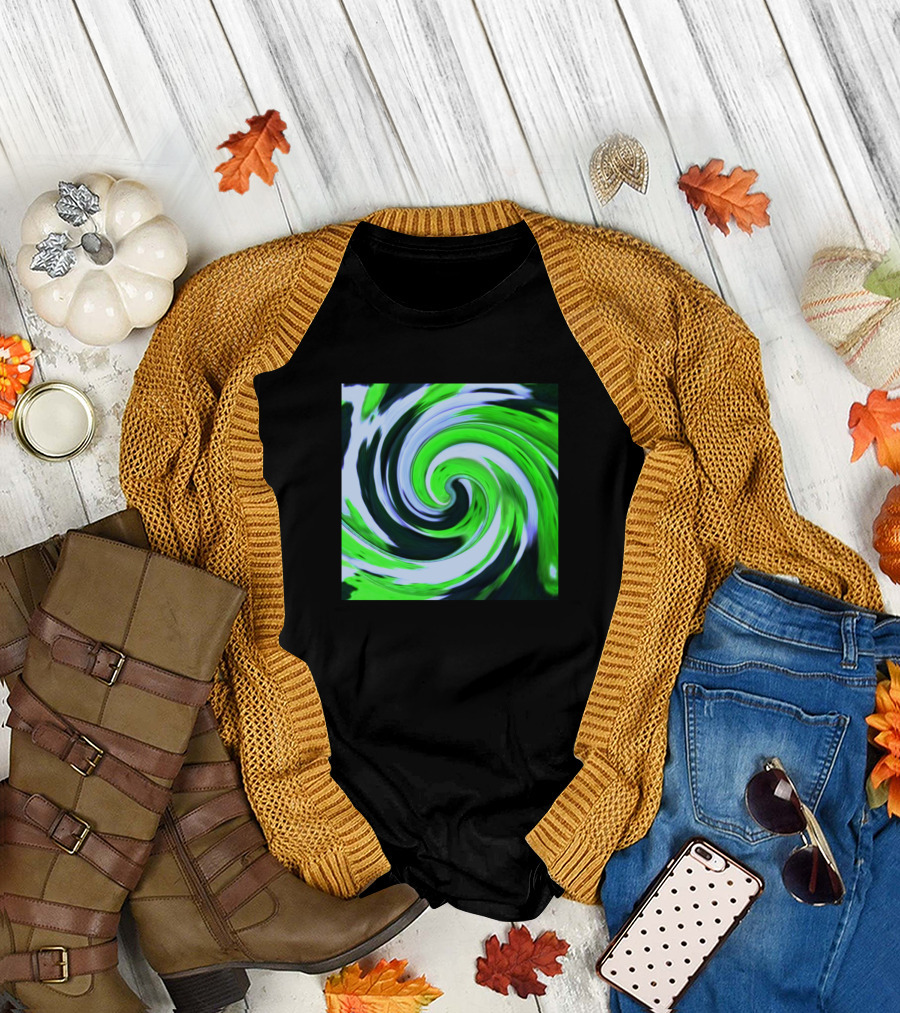 Pictum Texture Swirling Green Abstract T-Shirt