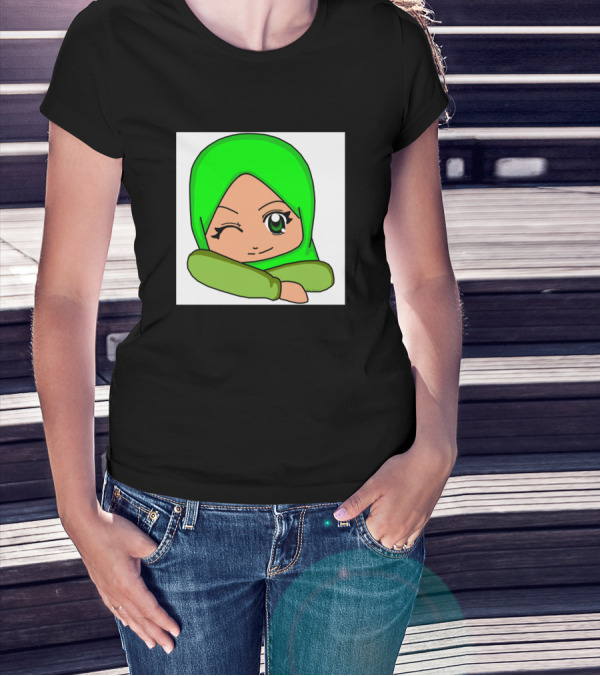 Kartun Comel Hijab Girl Winking T-Shirt
