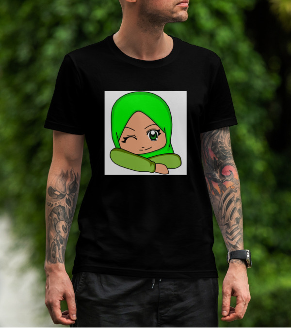 Kartun Comel Hijab Girl Winking T-Shirt