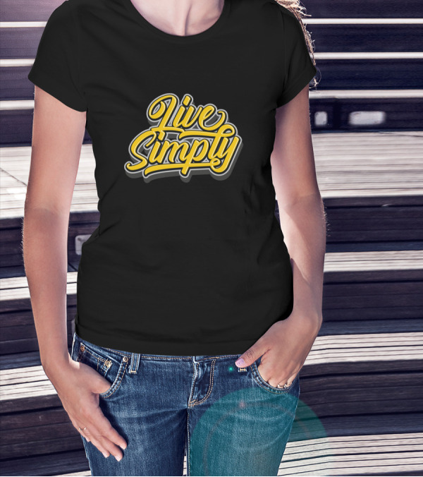 Live Simply Casual Yellow Script T-Shirt