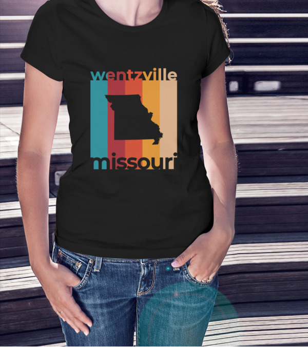 Wentztville Missouri Retro Stripes State T-Shirt